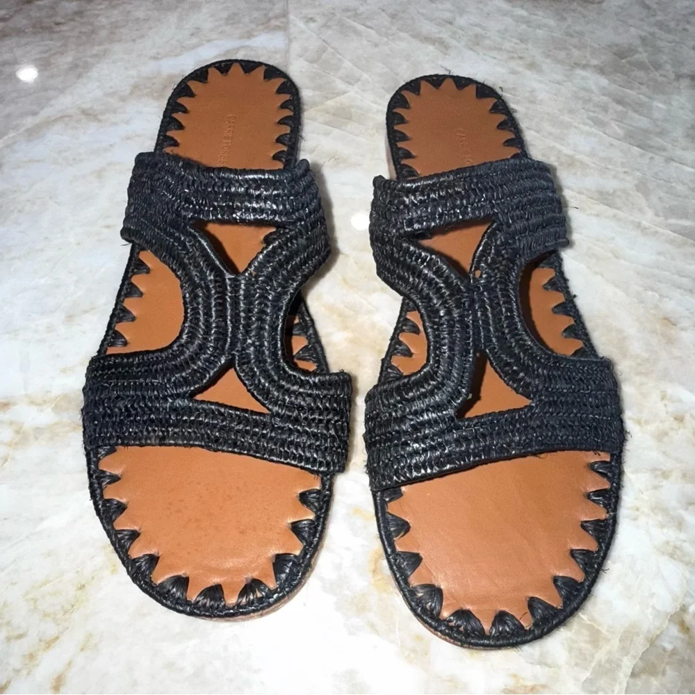 Carrie Forbes Tana woven black Raffia hand made sandals. 40 - Picture 1 of 9